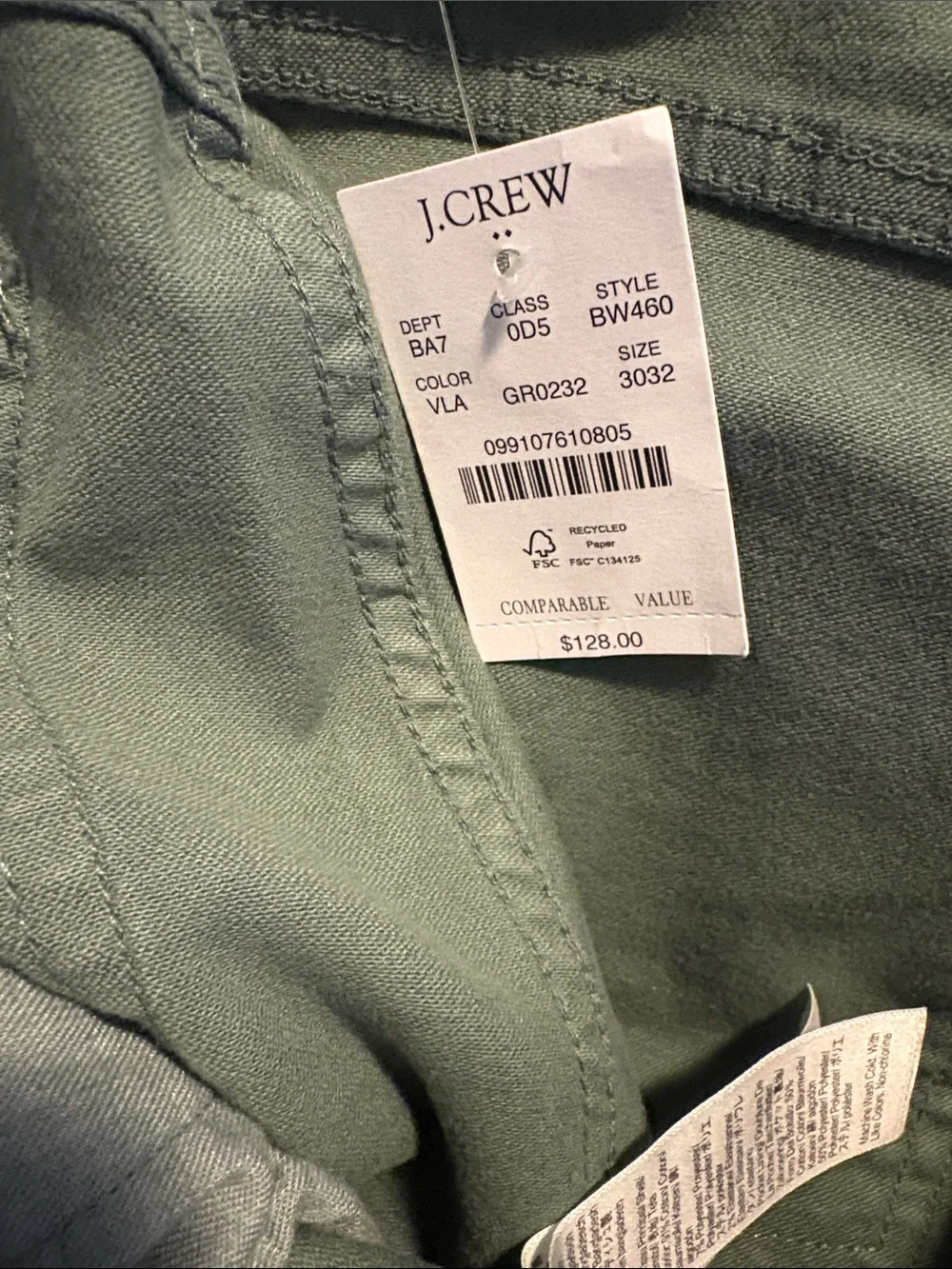 J. Crew Men’s Straight-Fit Garment Dyed Five Pocket Jean NWT 30x32